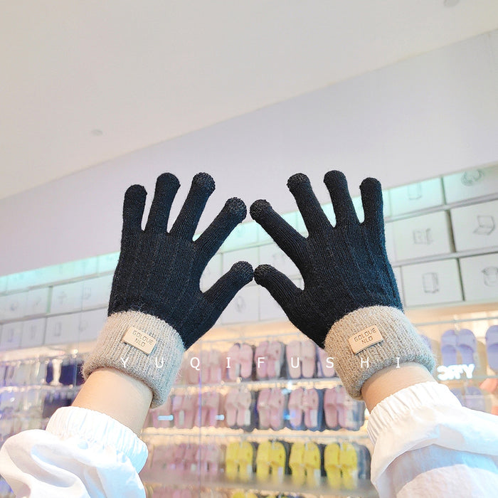 Wholesale Gloves imitation cashmere knitted warm winter thick wool cute MOQ≥2 JDC-GS-YuQ003