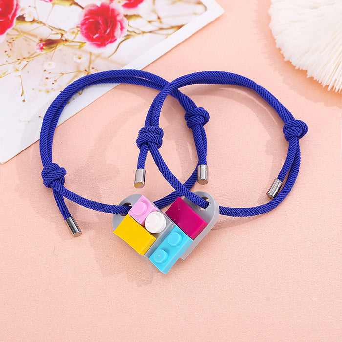 Wholesale Milanese Rope Building Blocks Assembled Love Couple Bracelet JDC-BT-ZiR013