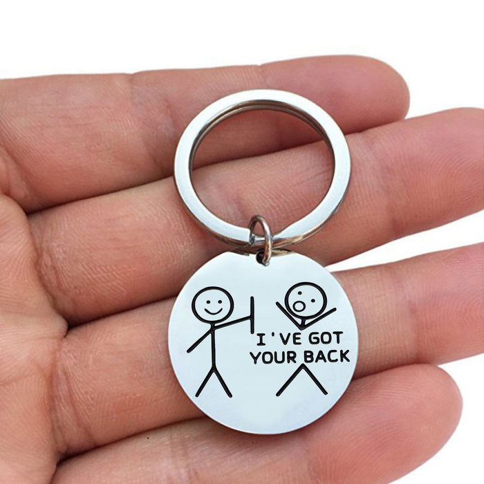 Wholesale Stainless Steel Keychain I've Got Your Back Funny Letters MOQ≥2 JDC-KC-XinG005