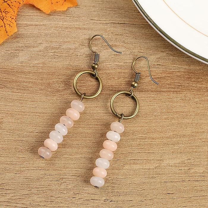 Wholesale Alloy Vintage Natural Stone Beaded Earrings MOQ≥2 JDC-ES-Zhongn008