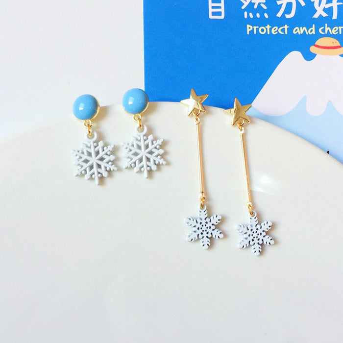 Wholesale Elk Snowflake Metal Silver Stud Earrings MOQ≥2 JDC-ES-Lexx002