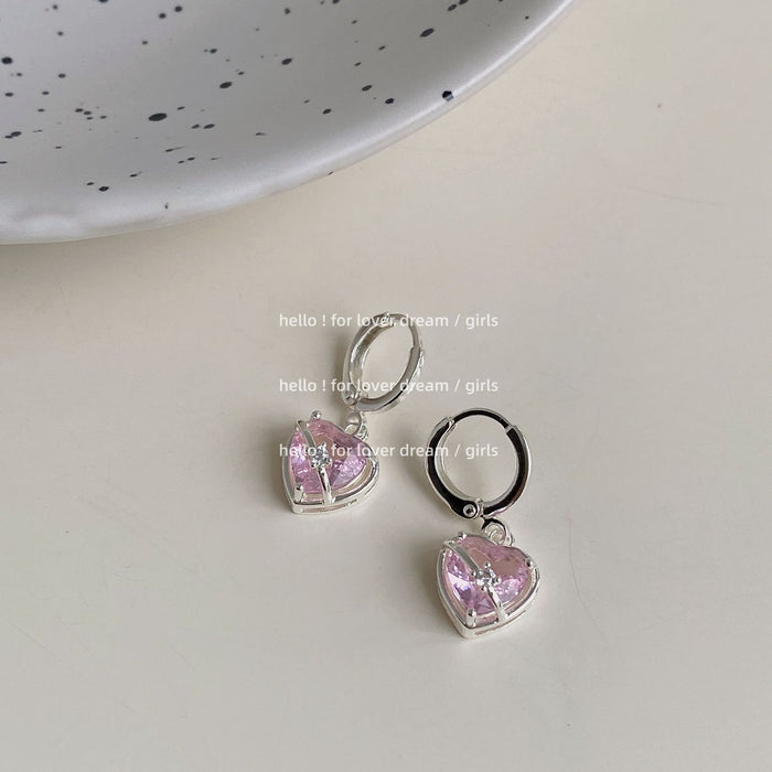 Wholesale Pink Love Zircon Rhinestone Ear Buckles JDC-ES-Lfm009