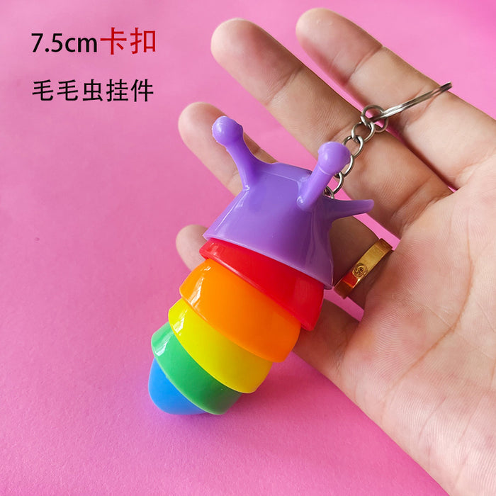 Wholesale Keychains For Backpacks keychain caterpillar pendant decompression toy slug slug keychain bag pendant MOQ≥2 JDC-KC-YDuo001