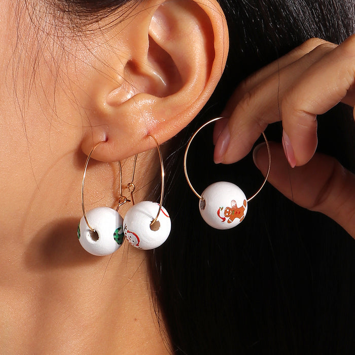 Wholesale Earrings Wooden Santa Christmas Tree Elk Balls JDC-ES-yseng003