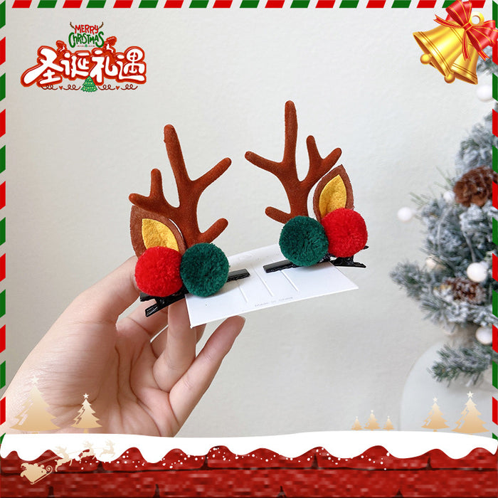 Wholesale Hair Clips Resin Fabric Plush Elk Antlers Child Cartoon Cute Christmas JDC-HC-WangFeng008