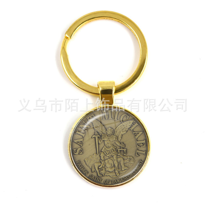 Wholesale St.Michael Russian Orthodox Time Gemstone Zinc Alloy Keychain JDC-KC-MoS001