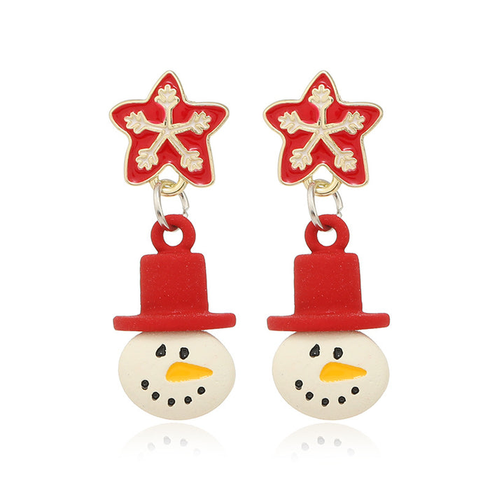 Wholesale Earrings Alloy Enamel Christmas Tree Santa Claus Bells MOQ≥2 JDC-ES-ZL024