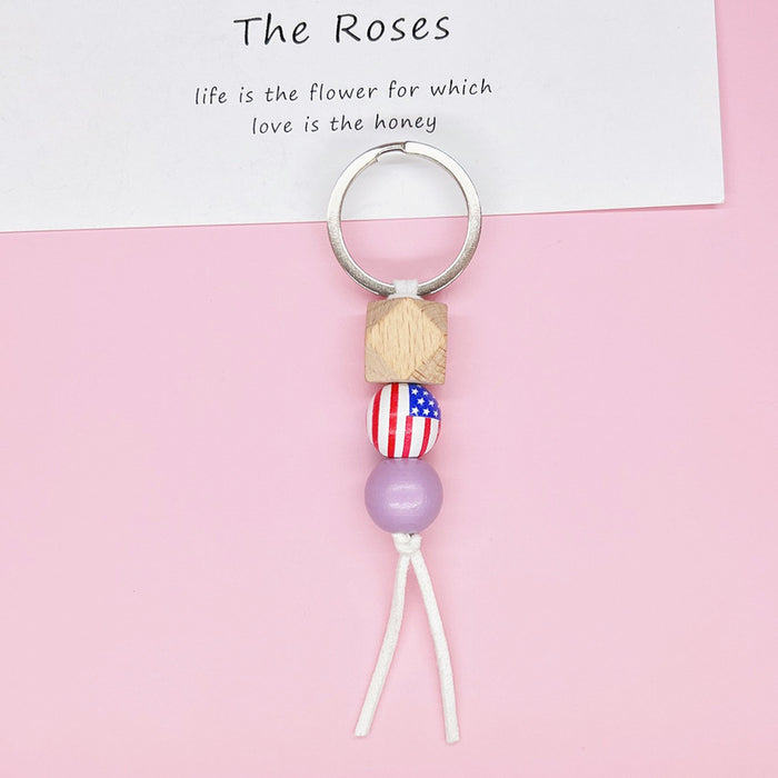 Wholesale 4th of July Independence Day Flag Pattern Keychain Letter Bracelet JDC-KC-RRui003