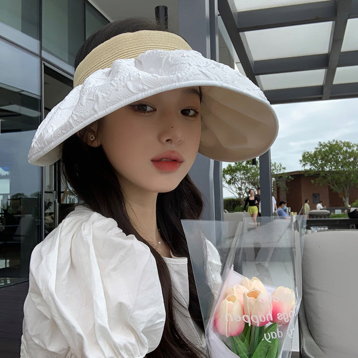 Jewelry WholesaleWholesale Nylon Sun Hat Empty Top Straw Hat JDC-FH-Weilan004 Fashionhat 微蓝 %variant_option1% %variant_option2% %variant_option3%  Factory Price JoyasDeChina Joyas De China