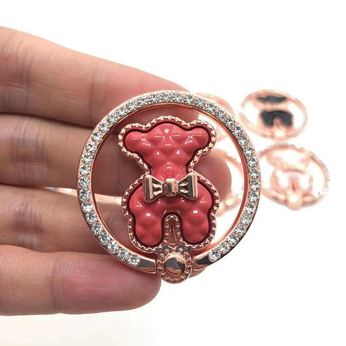 Wholesale Grips Zinc Alloy Bear Cartoon Mobile Phone Ring Buckle Paste MOQ≥2 JDC-PS-AKK002