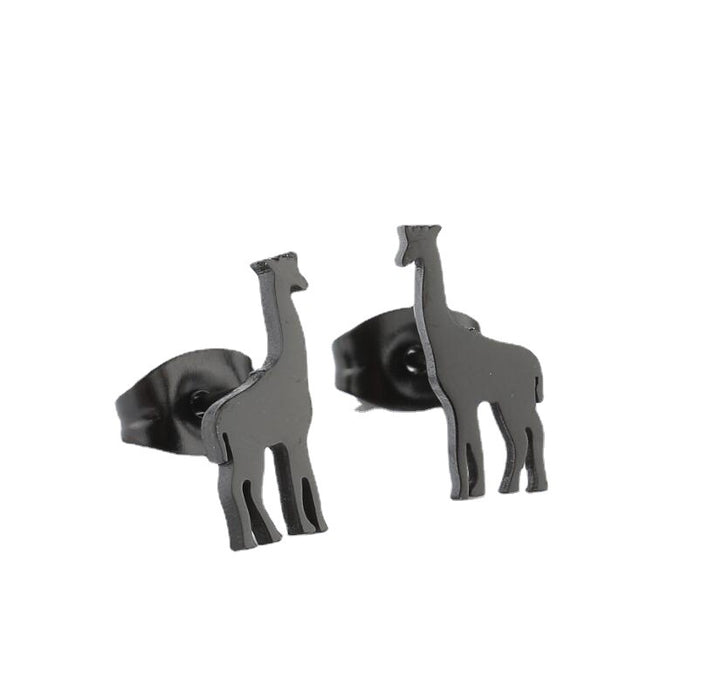 Wholesale Earrings Titanium Steel Cute Giraffe Stud Earrings JDC-ES-JS013