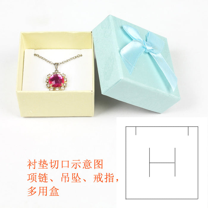 Wholesale Ring Box Bow Bead Pendant Necklace Stud Earring Box Jewelry Packaging Box JDC-JP-Haoke004