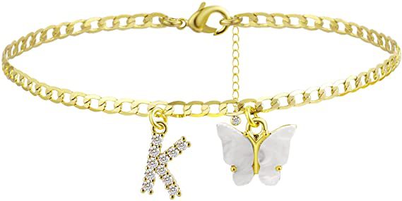 Wholesale Anklet Letter Butterfly 14K Gold Plated MOQ≥2 JDC-AS-JinM008