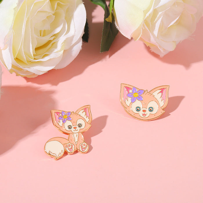 Wholesale mascot cute little pink fox brooche metal JDC-BC-QiH010