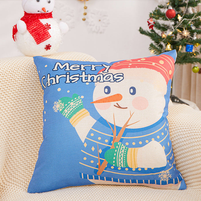 Wholesale Pillowcase Christmas Polyester Snowman Cartoon Print JDC-PW-RRL003