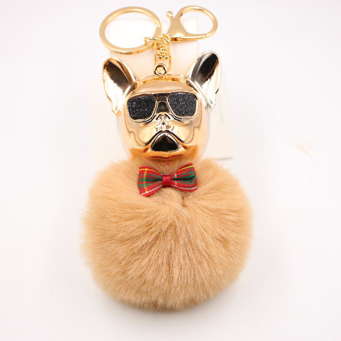 Jewelry WholesaleWholesale French Bulldog Alloy Faux Hair PVC Hairball Pom Pom  Keychain JDC-KC-Zuge017 Keychains 祖格 %variant_option1% %variant_option2% %variant_option3%  Factory Price JoyasDeChina Joyas De China