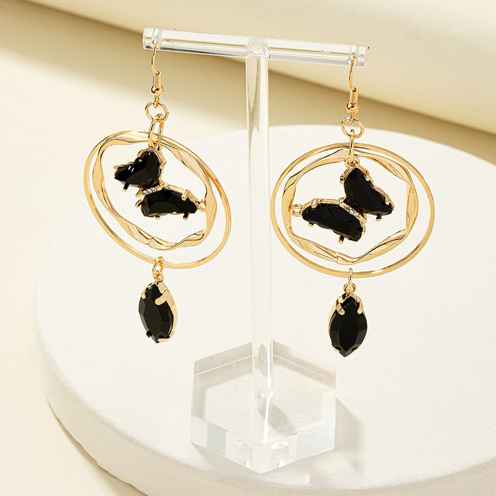 Wholesale Earrings Alloy Butterfly Powder Geometric Round Rotation JDC-ES-OuZ005