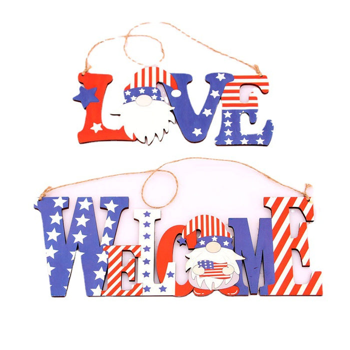 Wholesale 4th of July Independence Day Decoration Wooden Letter Door Hanging Creative Pendant JDC-DC-YHuan001