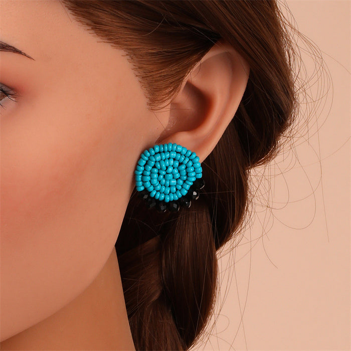 Wholesale Earrings Rice Beads Bohemian Geometric Crystal Stud Earrings JDC-ES-GuTe047