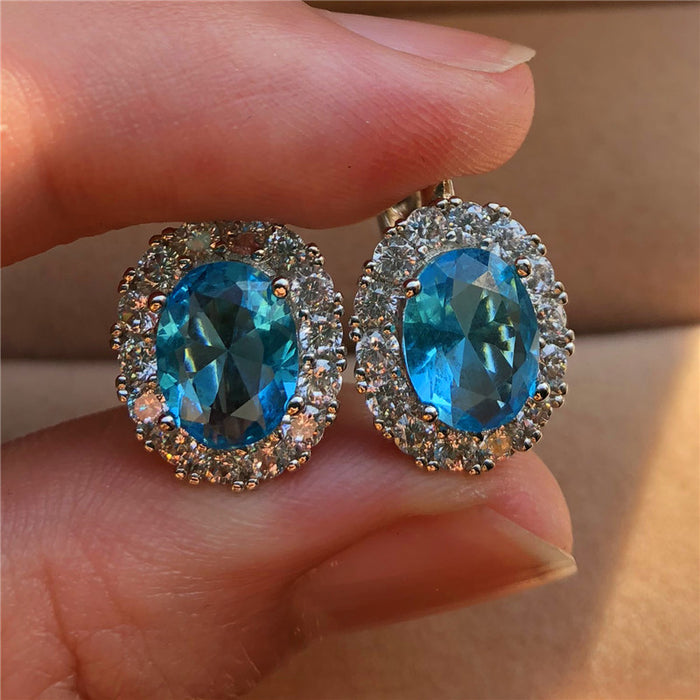 Wholesale blue zircon earrings JDC-ES-ery007