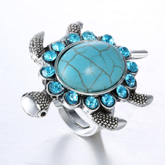 Jewelry WholesaleWholesale Turtle Turquoise Alloy Ring MOQ≥2 JDC-RS-Haobiao001 Rings 豪彪 %variant_option1% %variant_option2% %variant_option3%  Factory Price JoyasDeChina Joyas De China