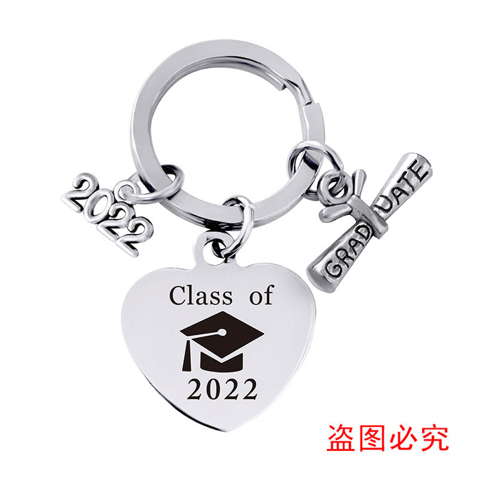 Jewelry WholesaleWholesale Stainless Steel Heart Shape Graduation Season Gift Metal Keychain JDC-KC-GangGu018 Keychains 钢古 %variant_option1% %variant_option2% %variant_option3%  Factory Price JoyasDeChina Joyas De China