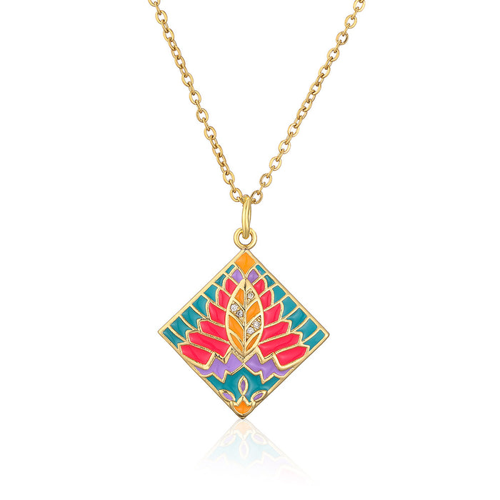 Wholesale Necklaces Copper Zircon Bohemian Hand Painted Geometric JDC-NE-PREMAG001