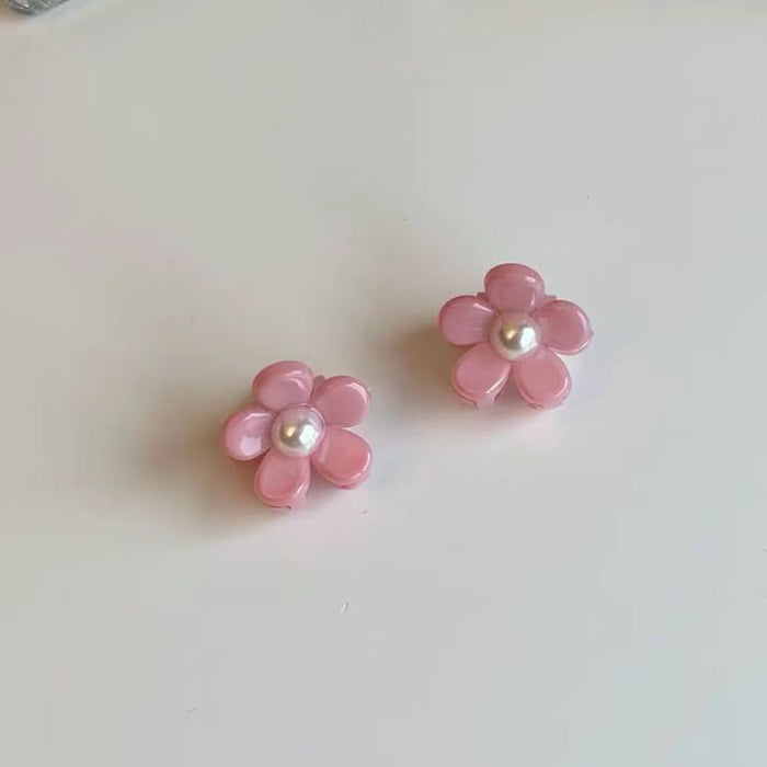 Wholesale Hair Clips Acrylic Girl Jelly Flower Color Diamond Pearl Mini MOQ≥2 JDC-HC-QZ005