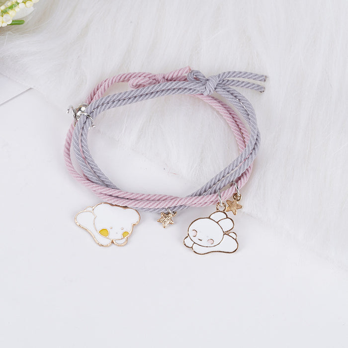 Wholesale Bracelet alloy rubber band cute cartoon magnet magnet hair tie (M) MOQ≥2 JDC-BT-YongY023