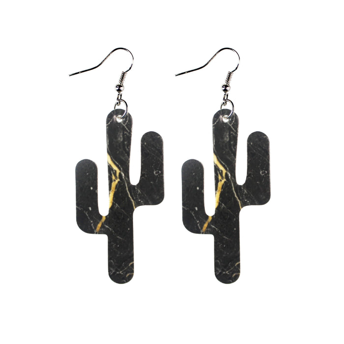 Wholesale Leather Earrings Southwest Popular Cactus Marble JDC-ES-dih005