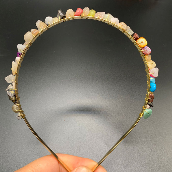 Wholesale Natural Crystal Gravel Crown Headband JDC-HD-ZHIY002