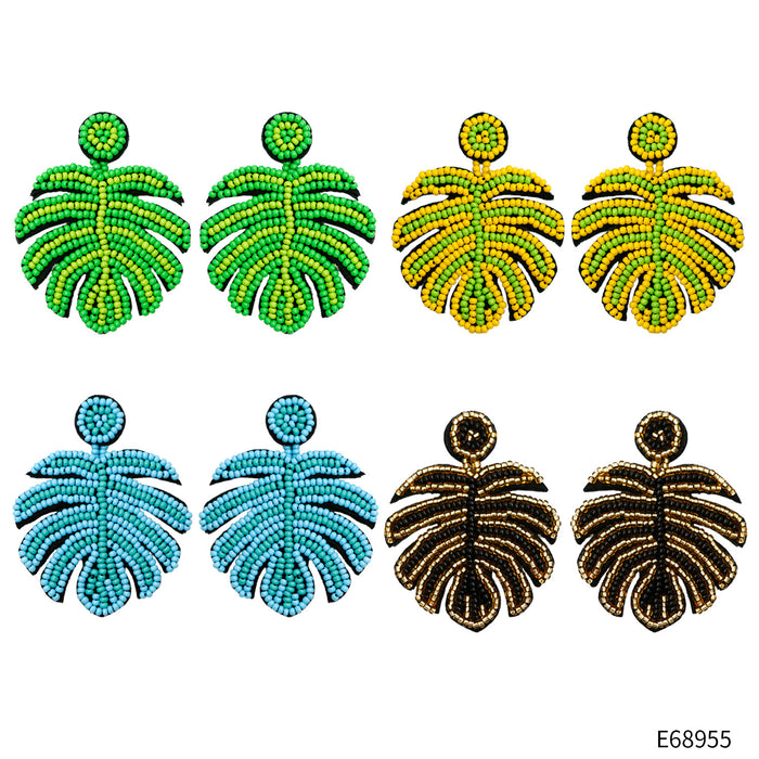 Wholesale Earrings Rice Bead Leaves MOQ≥2 JDC-ES-PREMJM005