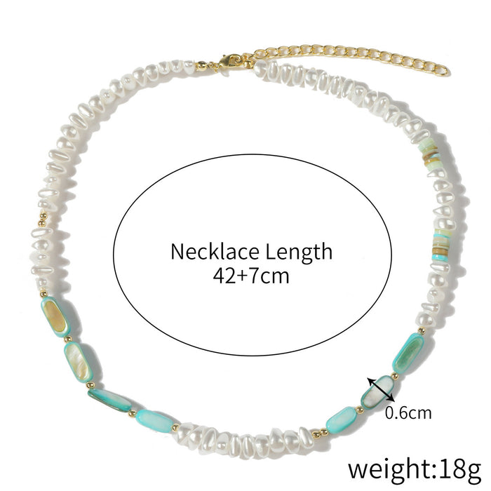 Wholesale Crystal Pendant Clavicle Chain Summer Color Rice Beads Crystal Pearl Necklace JDC-NE-JiaYi006