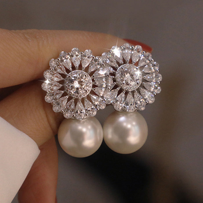 Jewelry WholesaleWholesale flower pearl zircon ladies earrings JDC-ES-Caos001 Earrings 曹适 %variant_option1% %variant_option2% %variant_option3%  Factory Price JoyasDeChina Joyas De China