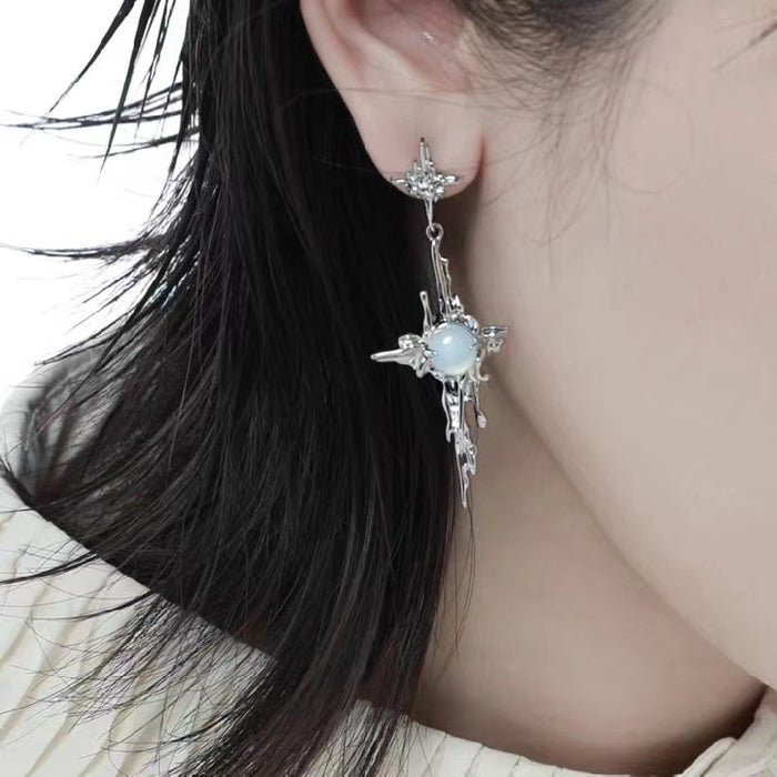 Wholesale Earrings Alloy Design Cross Moonstone Starburst JDC-ES-ChenY015