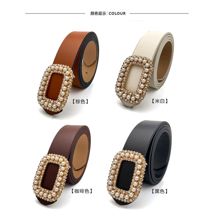 Jewelry WholesaleWholesale Diamond Pearl Belt Rhinestone PU JDC-WB-BangM003 Womenbelt 邦迈 %variant_option1% %variant_option2% %variant_option3%  Factory Price JoyasDeChina Joyas De China