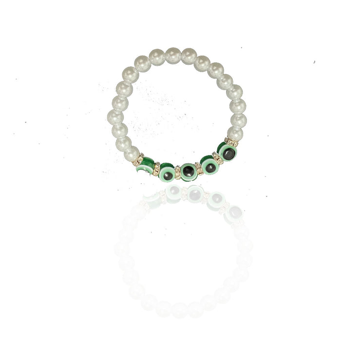 Wholesale Retro Devil Eyes Blue Eyes Girlfriends Pearl Bracelet MOQ≥2 JDC-BT- QingH001