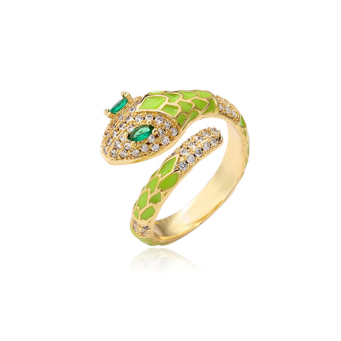 Wholesale Zircon Snake Copper Adjustable Ring JDC-RS-AG353