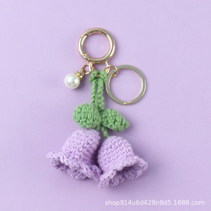 Wholesale bluebell wool knitted flower keychain JDC-KC-CYa007