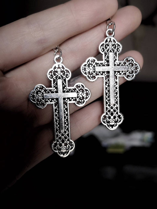 Wholesale Earrings Alloy Silver Cross MOQ≥2 JDC-ES-TingYue006