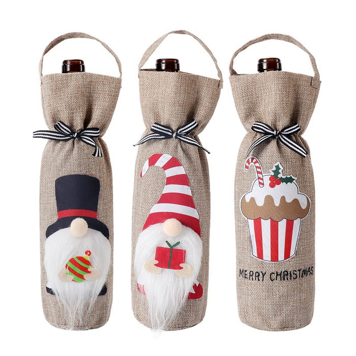 Wholesale Decorative Fabric Christmas Faceless Old Man Portable Wine Bottle Cover JDC-DCN-TeW001