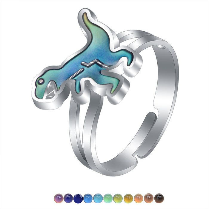 Wholesale Zinc Alloy Enamel Cartoon Turtle Animal Thermochromic Ring JDC-RS-LanA002