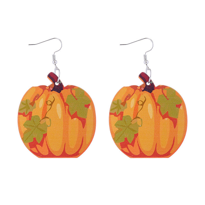 Wholesale Earrings Wooden Autumn Pumpkin Maple Leaf JDC-ES-ChTeng003