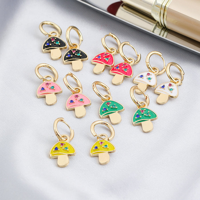 Jewelry WholesaleWholesale multi-color drop oil mushroom earrings JDC-ES-YiD004 Earrings 宜达 %variant_option1% %variant_option2% %variant_option3%  Factory Price JoyasDeChina Joyas De China