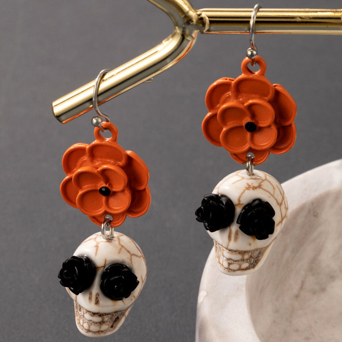 Wholesale earrings alloy skull flowers halloween MQO≥2 JDC-ES-lingg014