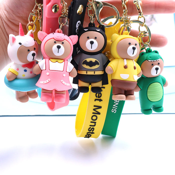 Wholesale three-dimensional doll keychain PVC doll key pendant cute cartoon JDC-KC-LEn001