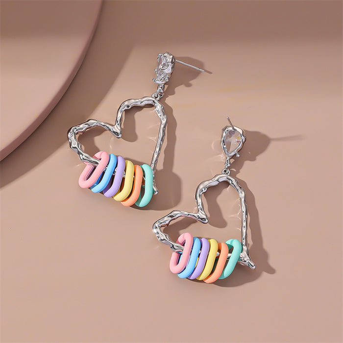 Wholesale Earrings S925 Silver Silver Peach Heart Zirconia Color Buckle JDC-ES-GuTe016