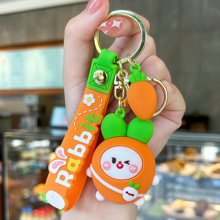 Wholesale Cartoon Soft Rubber Carrot Rabbit Keychain JDC-KC-GSXM089