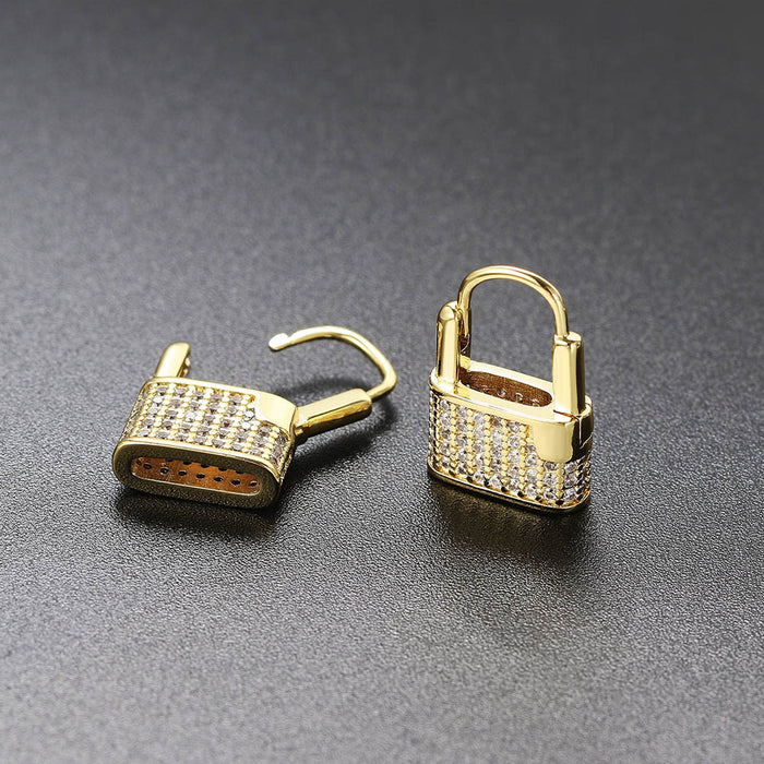 Jewelry WholesaleWholesale full diamond small lock earrings JDC-ES-ZY004 Piercing 佐伊凯丽 %variant_option1% %variant_option2% %variant_option3%  Factory Price JoyasDeChina Joyas De China