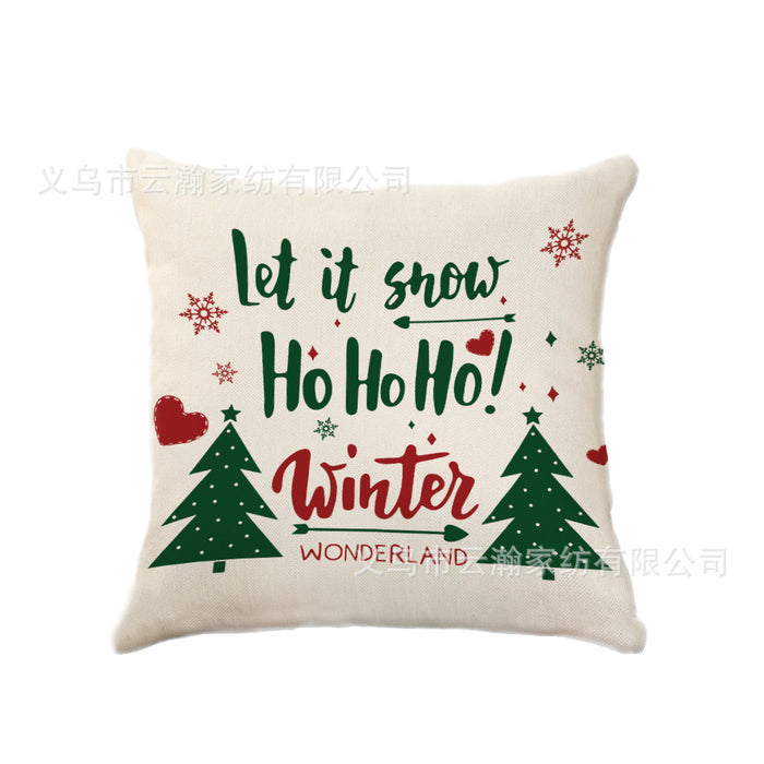 Wholesale Pillowcase Linen Christmas Snowflake Elk Santa Claus MOQ≥2 JDC-PW-Yunhan008